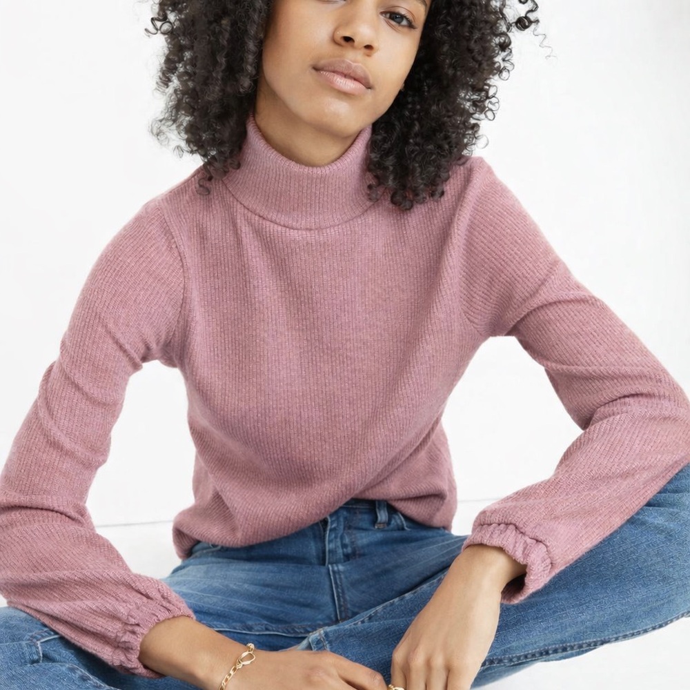Madewell - Heathered Bubble-Sleeve Swing Turtleneck